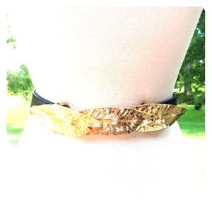 Vintage Mimi diN Black Leaf Belt Gold Buckle Wrap